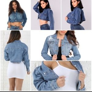 BLUE RIVER Crop Denim Long Sleeve Jacket